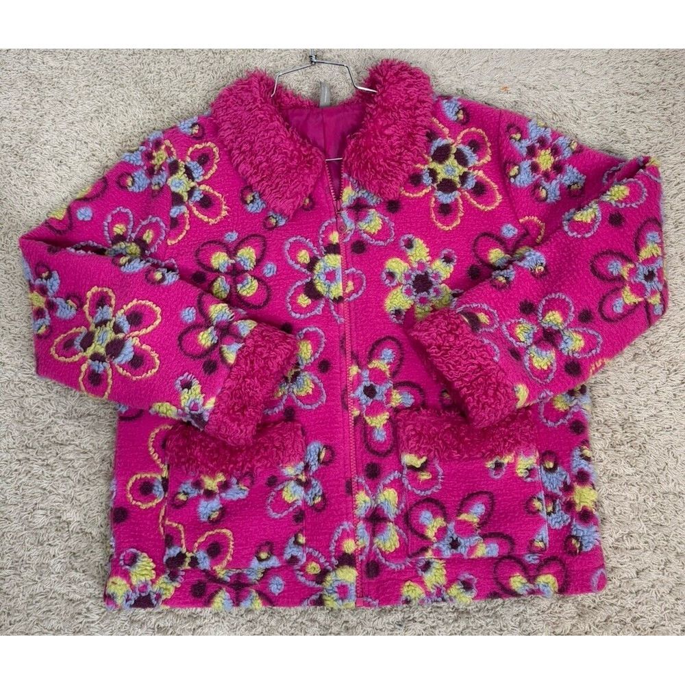 Hannah Anderson Women's Full Zip Whimsical Colorful Flower Fleece Jacket Size M‎